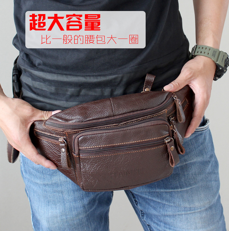 Running Belt Waist - Tas pinggang pria kulit sapi asli,