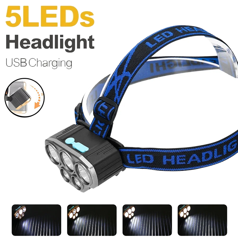 Senter Kepala 5 LED Isi Ulang  - Running Headlamp Led ulasan dan harga